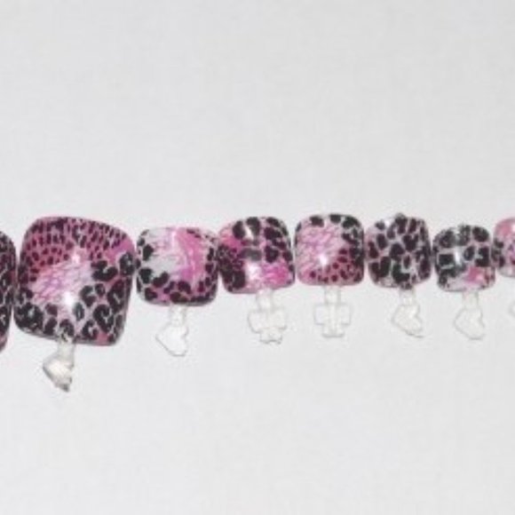 Pink leopard print- press on Toe nail set - Picture 2 of 5